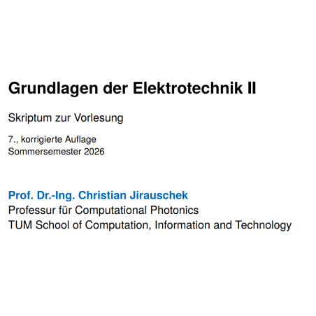 Grundlagen der Elektrotechnik II (Skript)